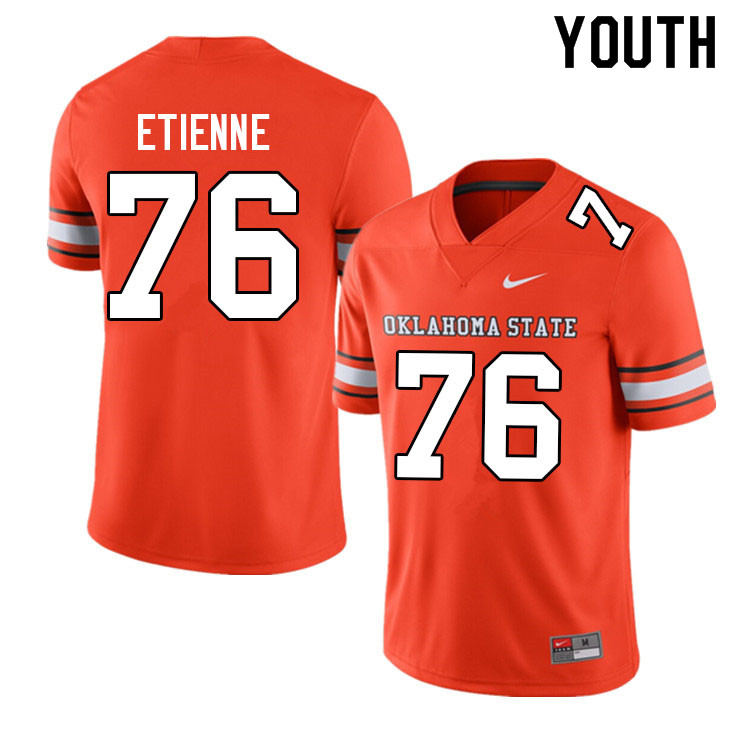Youth #76 Caleb Etienne Oklahoma State Cowboys College Football Jerseys Sale-Alternate - Click Image to Close